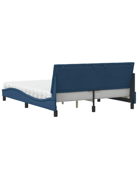 Letto con Materasso Blu 160x200 cm in Tessuto