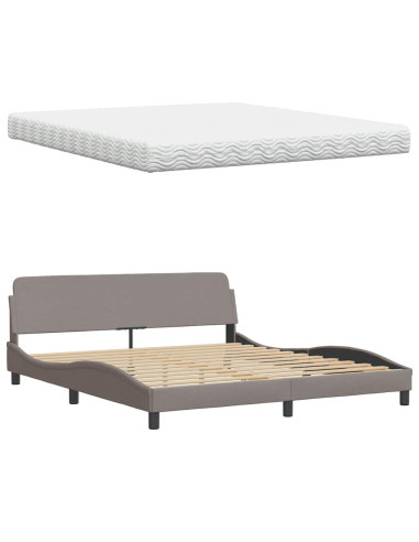 Letto con Materasso Tortora 180x200 cm in Tessuto