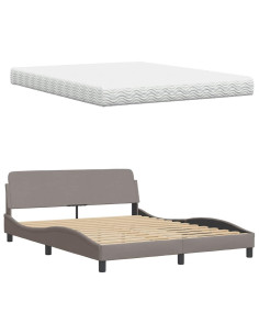 Letto con Materasso Tortora 160x200 cm in Tessuto 2