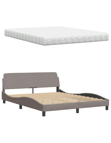 Letto con Materasso Tortora 160x200 cm in Tessuto