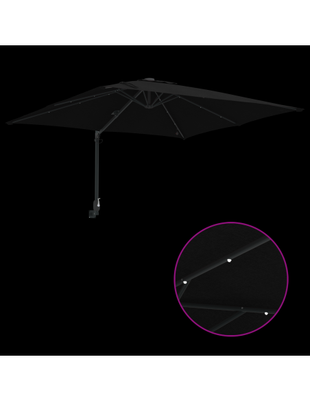 Ombrello da giardino Nero 248.5 x 247.5 x 160 cm Tessuto