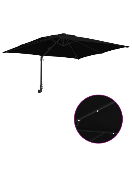 Ombrello da giardino Nero 248.5 x 247.5 x 160 cm Tessuto