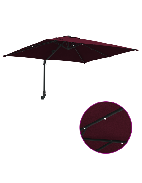 Ombrello da giardino Rosso bordò 248.5 x 247.5 x 160 cm Tessuto