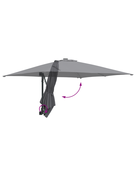 Ombrello da giardino Antracite 248.5 x 247.5 x 160 cm Tessuto