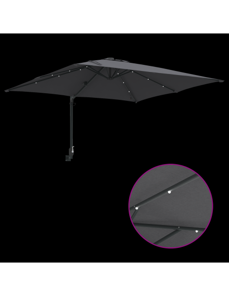 Ombrello da giardino Antracite 248.5 x 247.5 x 160 cm Tessuto