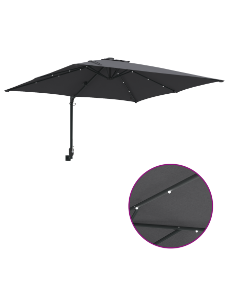 Ombrello da giardino Antracite 248.5 x 247.5 x 160 cm Tessuto