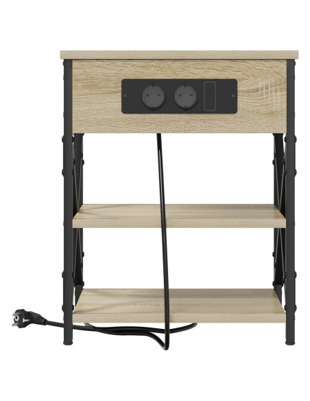 Comò con stazione di ricarica 2 pcs rovere sonoma