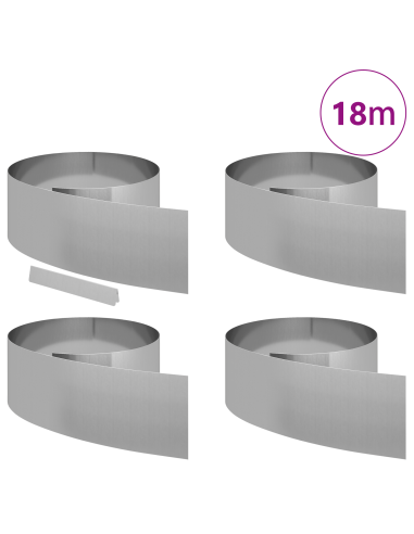 Bordura per Prato 4 pcs Argento 450 x 0.05 x 15 cm