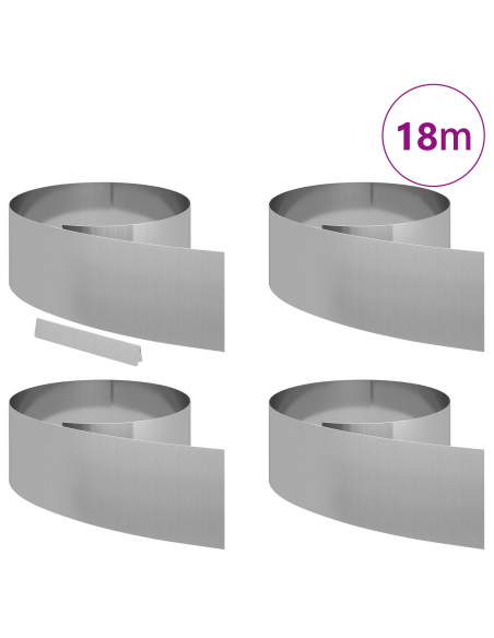 Bordura per Prato 4 pcs Argento 450 x 0.05 x 15 cm