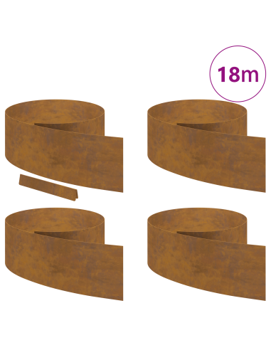 Bordura per Prato 4 pcs Ruggine 450 x 0.05 x 15 cm