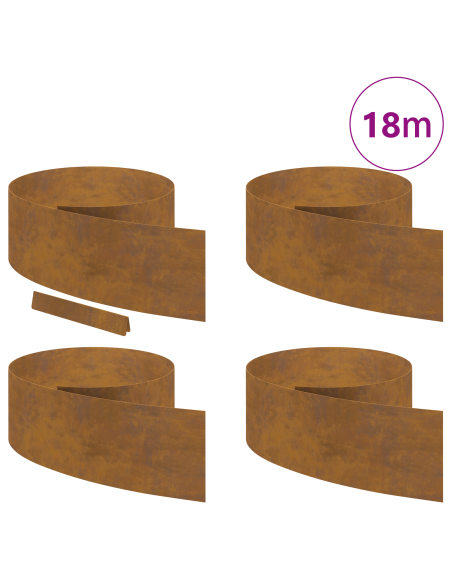 Bordura per Prato 4 pcs Ruggine 450 x 0.05 x 15 cm