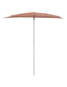 Ombrellone Semicircolare da Giardino e Palo 180x90cm Terracotta 2