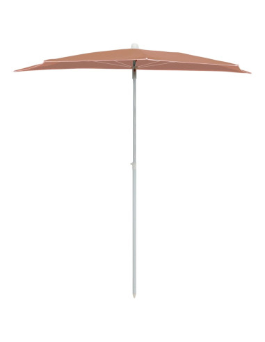 Ombrellone Semicircolare da Giardino e Palo 180x90cm Terracotta