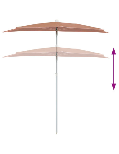 Ombrellone Semicircolare da Giardino e Palo 180x90cm Terracotta