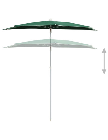 Ombrellone Semicircolare da Giardino con Palo 180x90 cm Verde