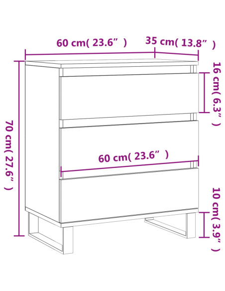 Credenza Rovere Sonoma 60x35x70 cm in Legno Multistrato
