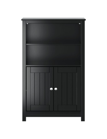 Mobile da Bagno BERG Nero 69,5x34x110 cm Legno Massello di Pino