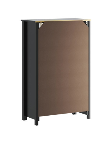 Mobile da Bagno BERG Nero 69,5x34x110 cm Legno Massello di Pino