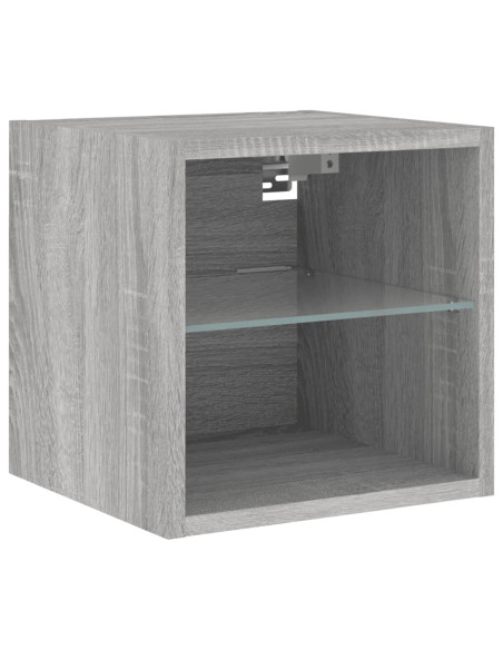 Mobili TV a Muro con LED 4pz Grigio Sonoma in Legno Multistrato