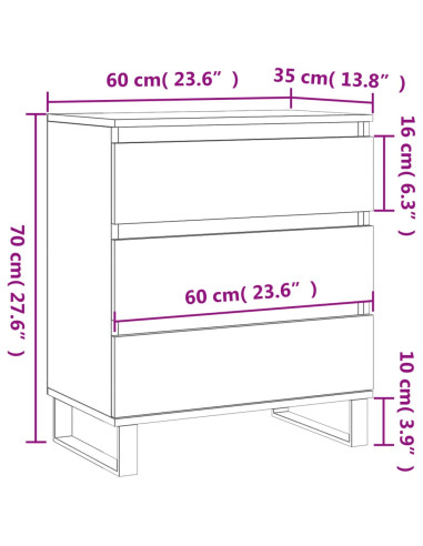 Credenza Bianca 60x35x70 cm in Legno Multistrato