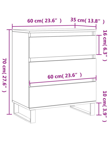Credenza Bianca 60x35x70 cm in Legno Multistrato