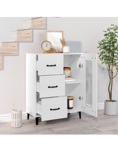 Credenza Bianca 69,5x34x90 cm in Legno Multistrato 2