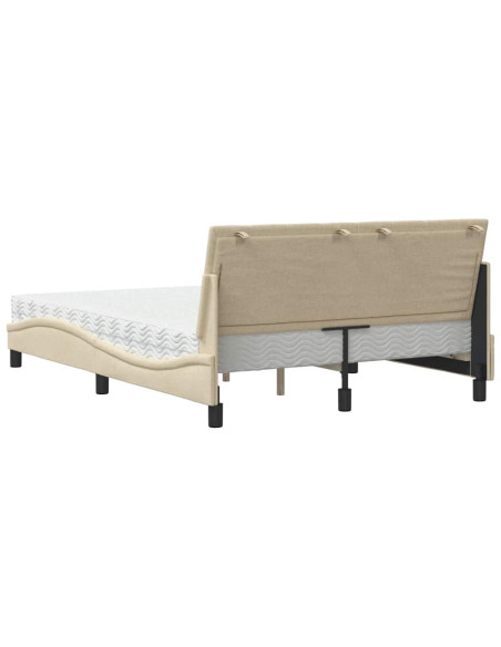 Letto con Materasso Crema 140x200 cm in Tessuto