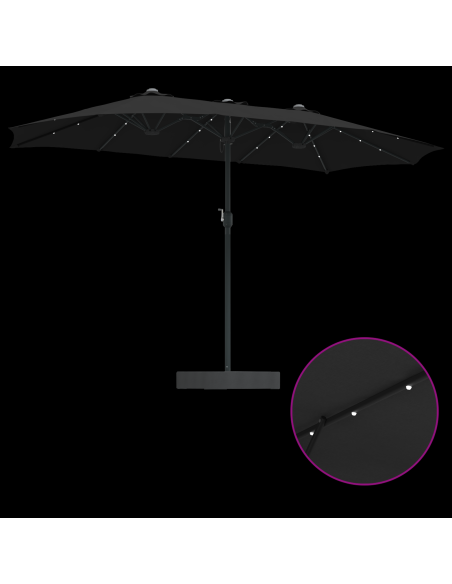 Ombrello da giardino Nero 385 x 209 x 244 cm Tessuto