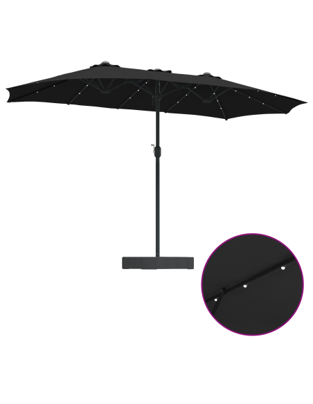 Ombrello da giardino Nero 385 x 209 x 244 cm Tessuto