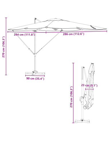Parasol Roma Talpa 286 x 284 x 265 cm Alluminio e Poliestere
