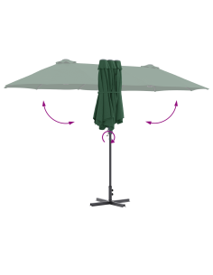 Ombrello da giardino Verde 370 x 197 x 239 cm 2