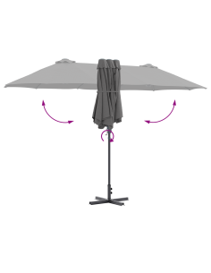 Ombrello da giardino Antracite 370 x 197 x 239 cm 2