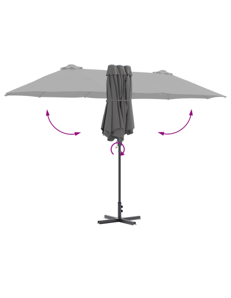 Ombrello da giardino Antracite 370 x 197 x 239 cm