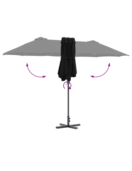 Ombrello da giardino Nero 370 x 197 x 239 cm