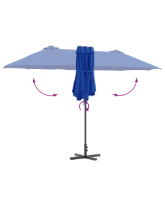 Ombrello da giardino Azzurro 370 x 197 x 239 cm 2