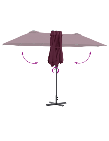 Ombrello da giardino Rosso Bordeaux 370 x 197 x 239 cm