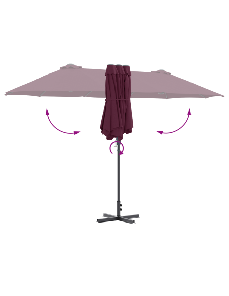 Ombrello da giardino Rosso bordò 380 x 196 x 235 cm