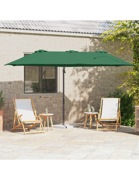 Ombrellone a braccio da giardino Verde 372 x 198 x 253 cm