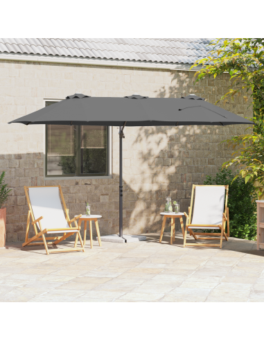 Ombrellone Antracite 372 x 198 x 243 cm Poliestere e Alluminio