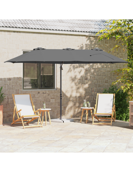 Ombrellone Antracite 372 x 198 x 243 cm Poliestere e Alluminio