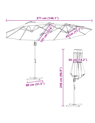 Ombrellone Talpa 372 x 198 x 243 cm Poliestere e Alluminio