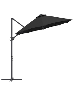 Ombrellone Nero 372 x 198 x 243 cm Poliestere e Alluminio