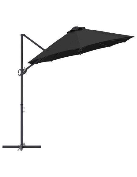 Ombrellone Nero 372 x 198 x 243 cm Poliestere e Alluminio