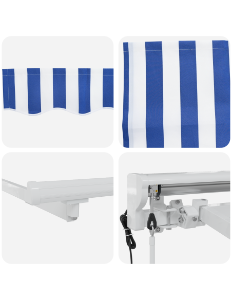 Tenda Retrattile Blu e Bianco 350x200 cm Poliestere e Alluminio