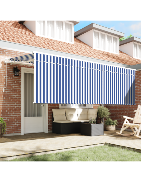 Tenda Retrattile Blu e Bianco 400 x 200 cm Tessuto