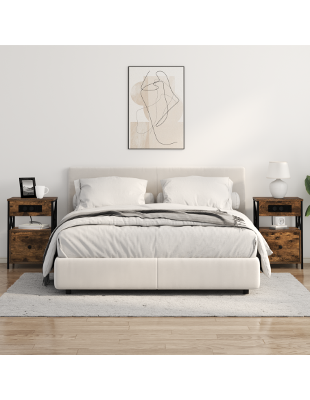 Mobiletti da Notte 2 pcs Rovere fumo 40 x 31 x 60 cm