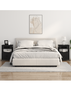 Armadio da Notte con cassetto 2 pcs Rovere Nero 40 x 31 x 60 cm