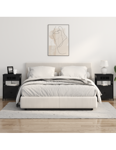 Armadio da Notte con cassetto 2 pcs Rovere Nero 40 x 31 x 60 cm