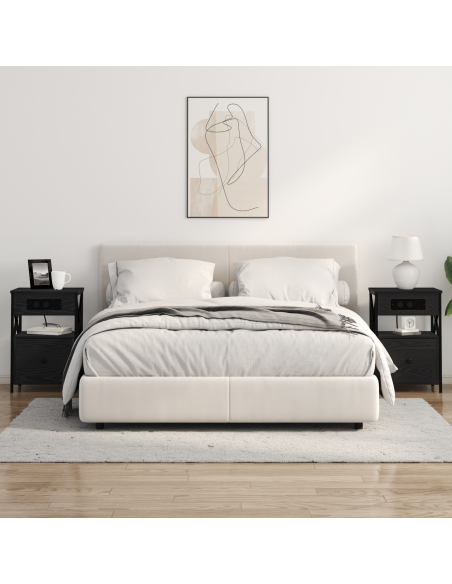 Armadio da Notte con cassetto 2 pcs Rovere Nero 40 x 31 x 60 cm