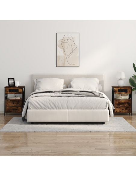 Armadio da Notte con cassetto 2 pcs Rovere fumo 40 x 31 x 60 cm